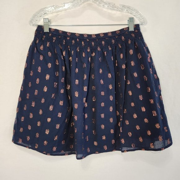 J.CREW Navy Blue Elastic Waist Pull On Skirt Size S Style L9747 97% Cotton NEW! - Picture 2 of 16